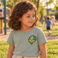 Kind trägt den Nika-Patch des Emotionen-Bundles