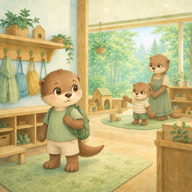 IGS-Illustration mit dem Otter zum Lebensbereich Kindergarten.