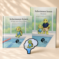 Schwimmen lernen Bundle mit Kinderbuch, Elternbuch und Mira-Patch