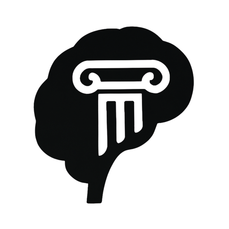 IGS-Logo: eine weiße Säule innerhalb einer schwarzen Gehirnform.