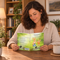 Mutter liest das Elternbuch „Emotionen“ von Inner Ground Studio