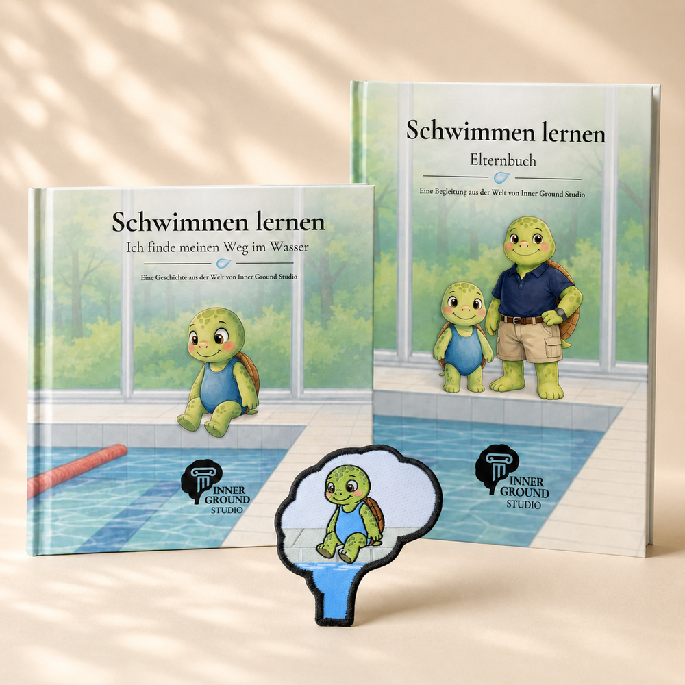 Schwimmen lernen Bundle mit Kinderbuch, Elternbuch und Mira-Patch